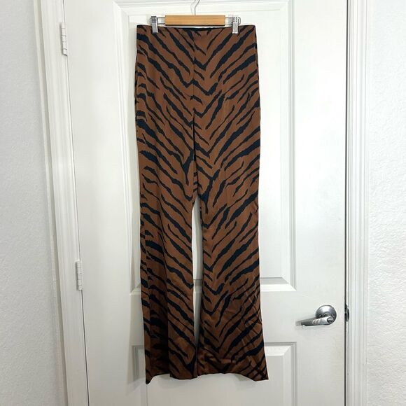 Zara Pants - Zara Tiger Printed High Rise Wide Leg Flare Pants Women's S